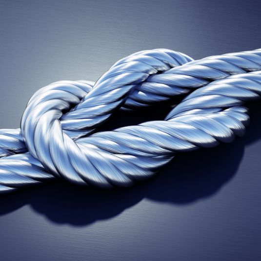Two steel ropes tightly connected.