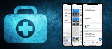 Drei Screenshots der App für HSE in Construction