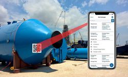 Picture of cell phone with Insite LMS App scanning QR code of material on site.