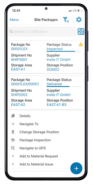 Smartphone with Insite LMS as material tracking software.